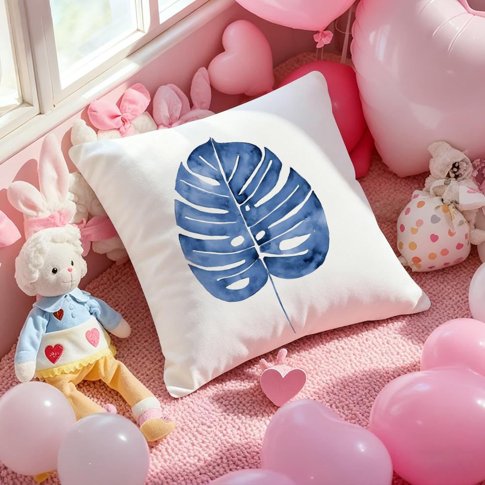 Elegant Blue Floral Cushion Cover Pattern Printed Pillowcase for Living Room Sofa Cushion Cover & Bedroom Decor