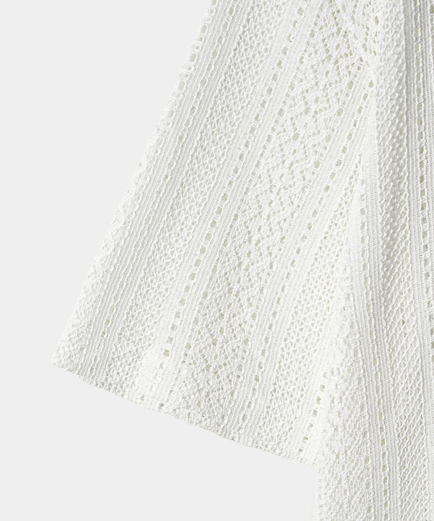 TRIP LE SENS Patterned Crochet Half Shirt_White