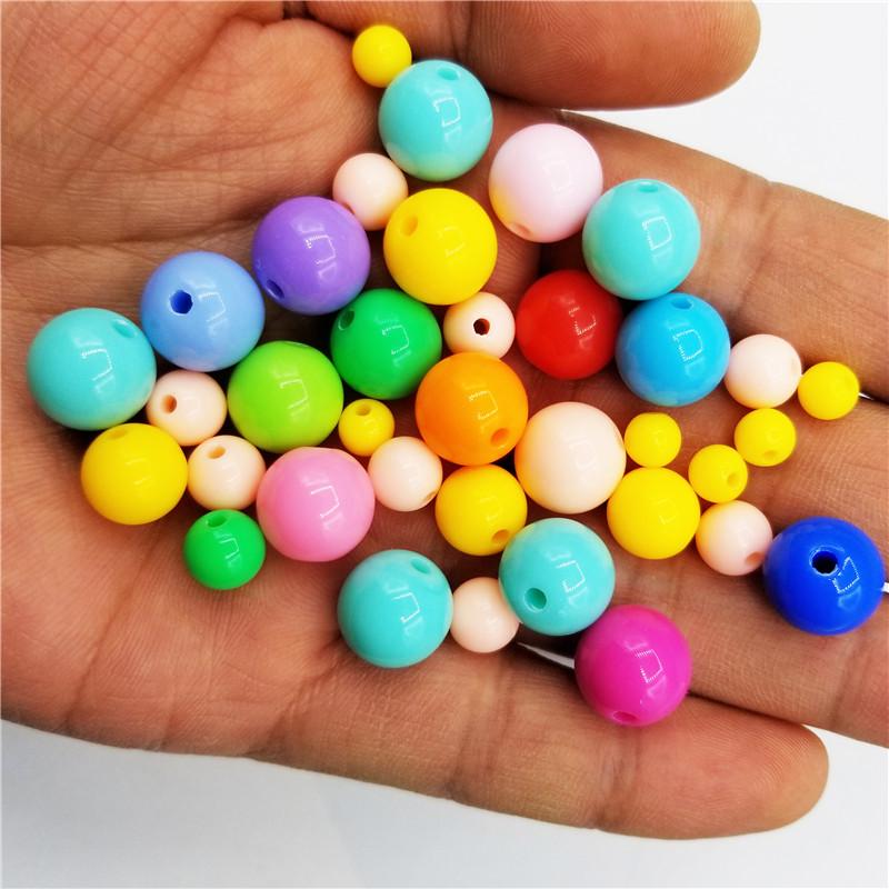 8mm 100/500szt. Solidne Akrylowe Plastikowe Koraliki Rzemieślnicze Prosty Otwór Kolory Cukierkowe dla Dzieci DIY Tworzenie Biżuterii Rzemiosło Akcesoria