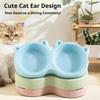 Pet Cat Double Bowl Material Non-Slip Puppy Cat Food Water Feeding Bowl Cute Cartoon Face Durable Dish