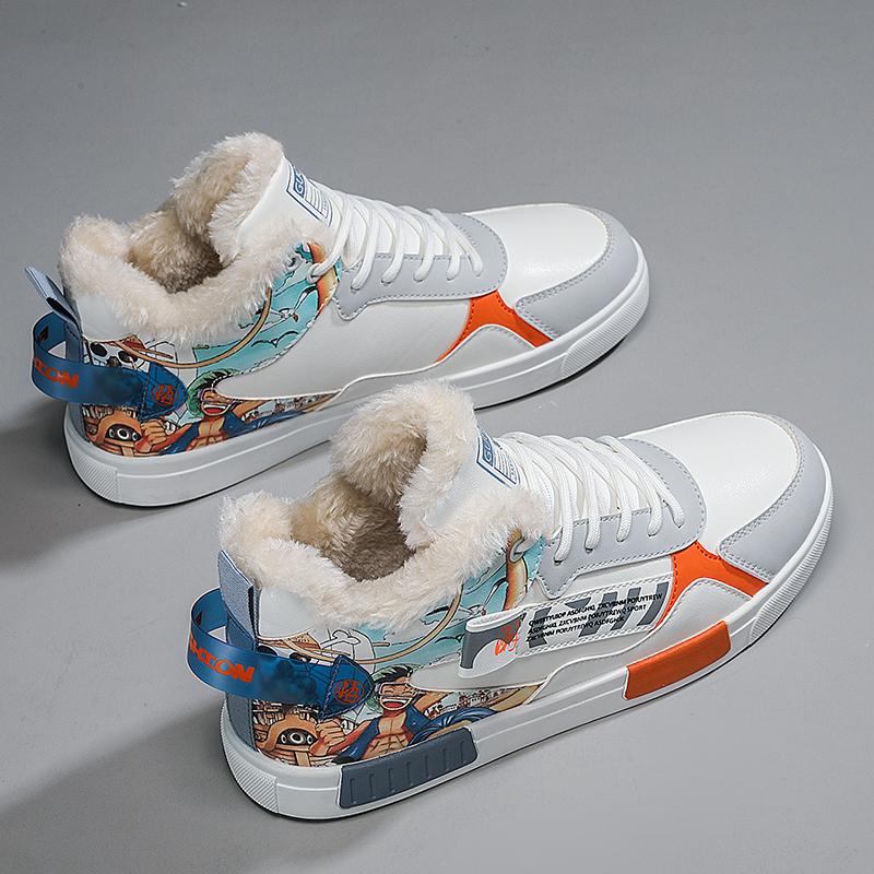 Pánské sportovní boty ležérní streetový styl kožešina běžecké tenisky boty pro studenty nadměrné zimní boty vysoké