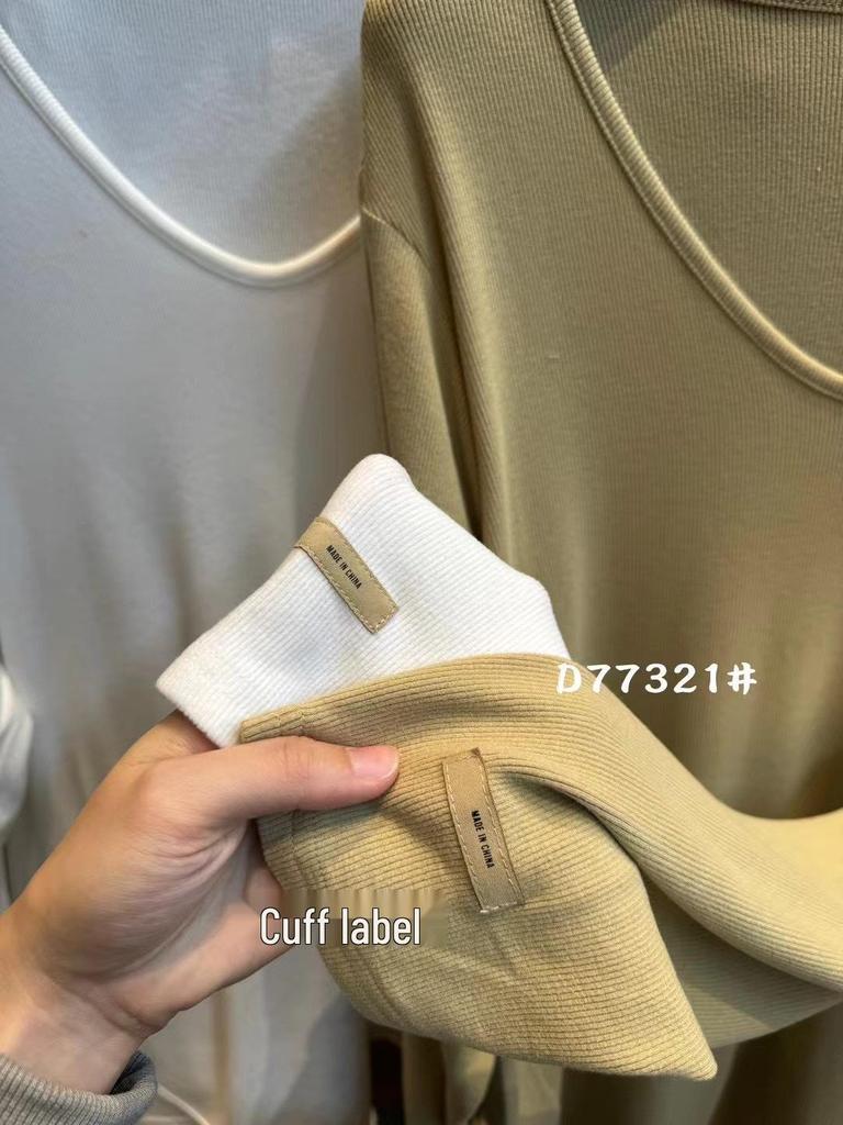 Women's Winter Loose Fit Plus Size V-Neck Ribbed T-Shirt - Korean Style