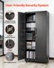 Metal Storage Cabinet, 179.5 cm Rolling Steel Garage Cabinet with Adjustable Shelves, 2 Magnetic Doors, Hanging Rod & 3 Rod Hooks, 5 Tiers Lockable
