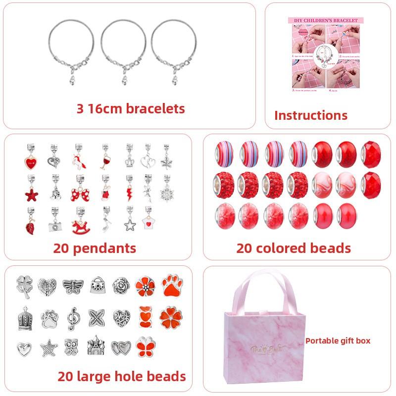 Cartoon Pink Set DIY Handmade Jewelry Children's Bracelet Women's Exquisite Gift Box Bracelet