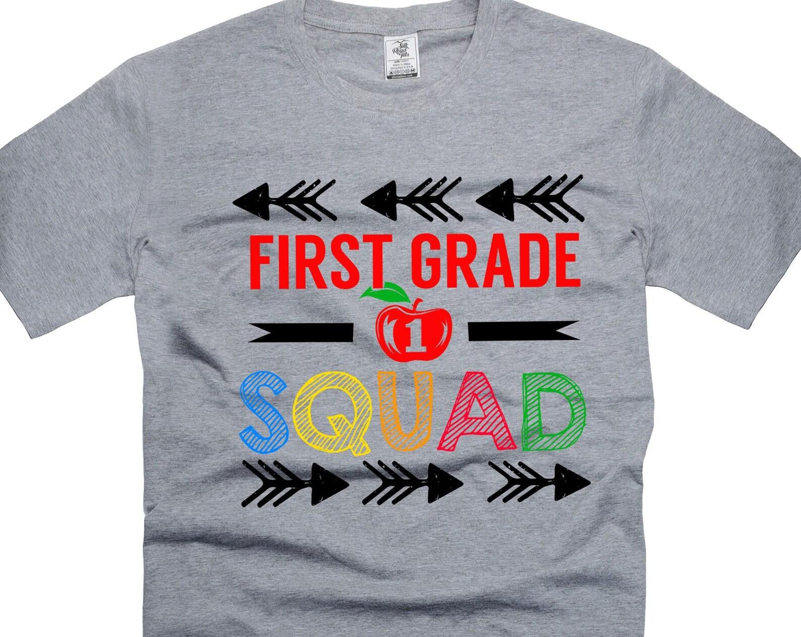 First Grade Squad Shirt: Back To School Teacher Tee L