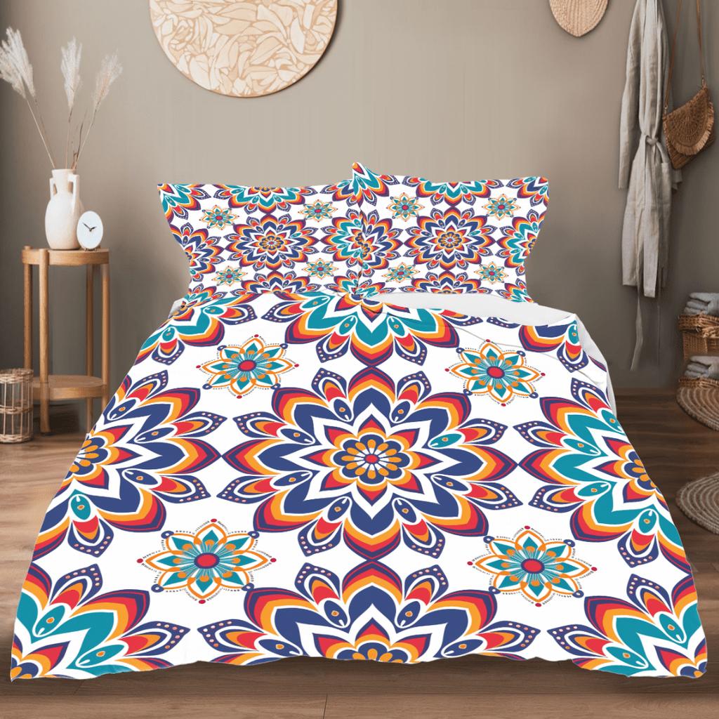 Colorful Flowers Beding Set Boho Paisley Floral Decor Soft Duvet Cover for Women Mothers Day Gifts, Warm Soft plus Breathable Quen