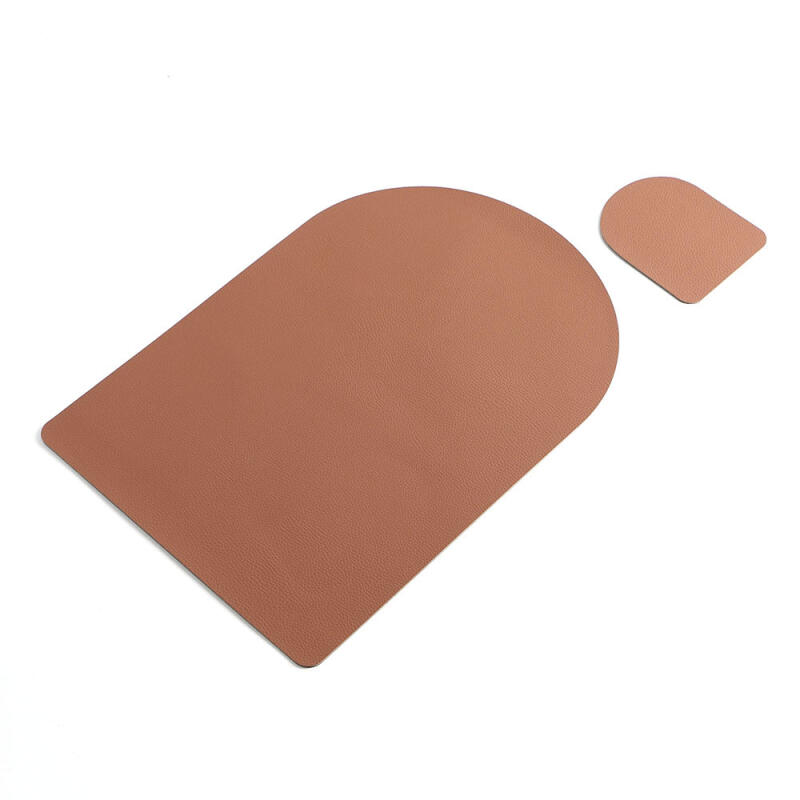 Modern Home Double-Sided Leather Table Mat + Coaster (Brown + Black)