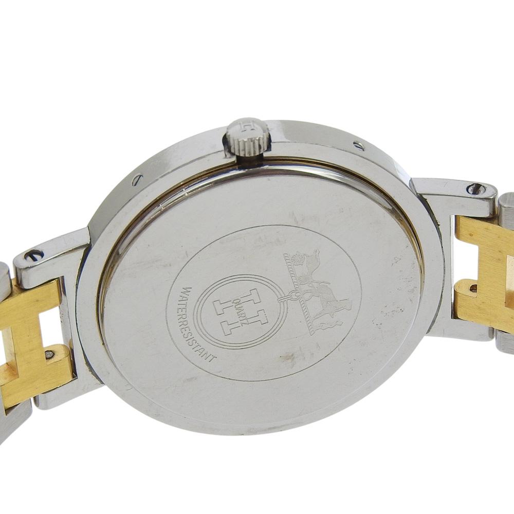 Hermes Clipper Watches whiteDial Stainless Steel/Plated Gold Quartz Analog Display Unisex Used
