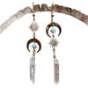 Boho Gold Color Sun Crescent Moon Irregular Transparent Quartz Crystal Column Dangle Earrings for Women Halloween Magic Jewelry