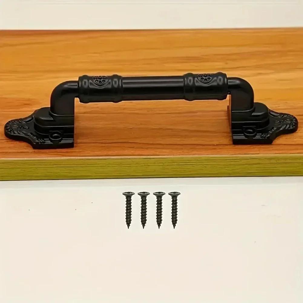 Heavy-duty Sliding Barn Door Handle Double-Sided Black Surface-Mounted Handle Door Pulls For Cabinet Wardrobe Sliding Doors