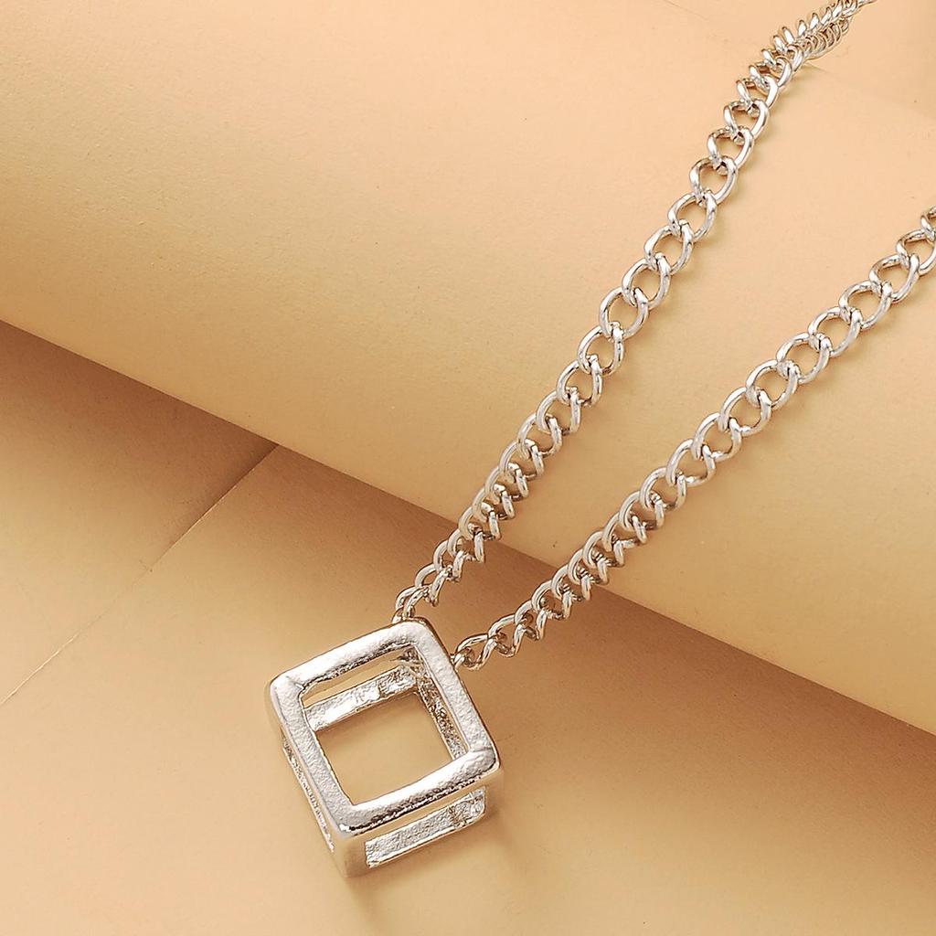 Trendy European-American Cube Necklace Sweater Chain