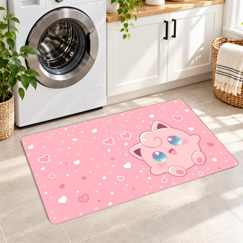 Jigglypuff Flannel Rug Kitchen Mat Non Slip Floor Carpet Soft Home Room Decor