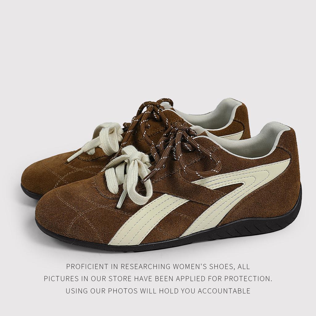 Galoa Rose Has The Same Joint Soft Leather German Training Shoes For Women'S Retro Forrest Gump Racing Sports Casual Shoes