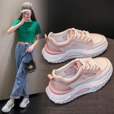 Dad Shoes Women's Summer New Lace Mesh Breathable Little White Shoes Versatile Thick Sole Height Increase Small Muffin Women's Shoes
