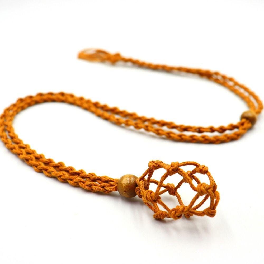 

Ожерелье ручной работы плетеное регулируемое сетчатое ожерелье с подвеской из хрустального камня сетчатое ожерелье подарки кофейный