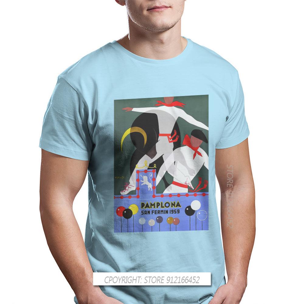 

1959 Pamplona San Fermin Festival TShirts Bullfight Spanish Style Bullfighting Male Fabric Streetwear Basic T-Shirt Big Size 4XL