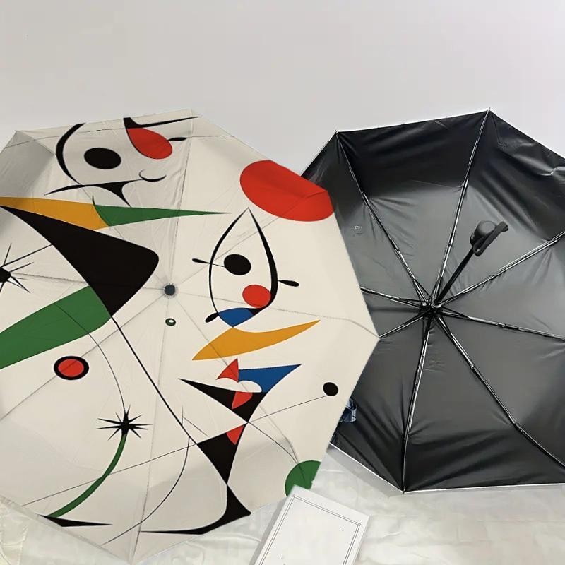1PC Abstract ArtAutomatic Open/Close Umbrella with Windproof, 8-Rib Sturdy Canopy, Durable Ribs, Fashionable Design, Outdoor Accessory, Fun Prin, Holi