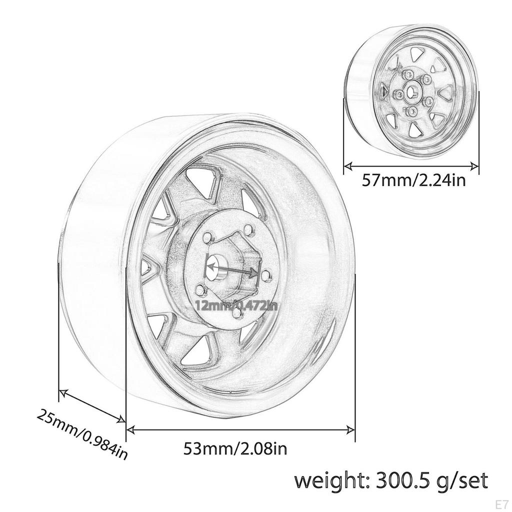 4 Pieces RC Wheel Rims Aluminum Alloy 1/10 Accessory Simple Assembly for SCX10 TRX4 90046 Suitable