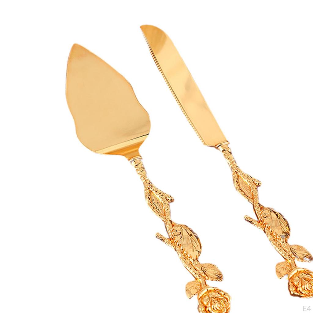 2Pcs Cake Cutting Set for Wedding Shovel Carver Pizza Cheese Pie Silver