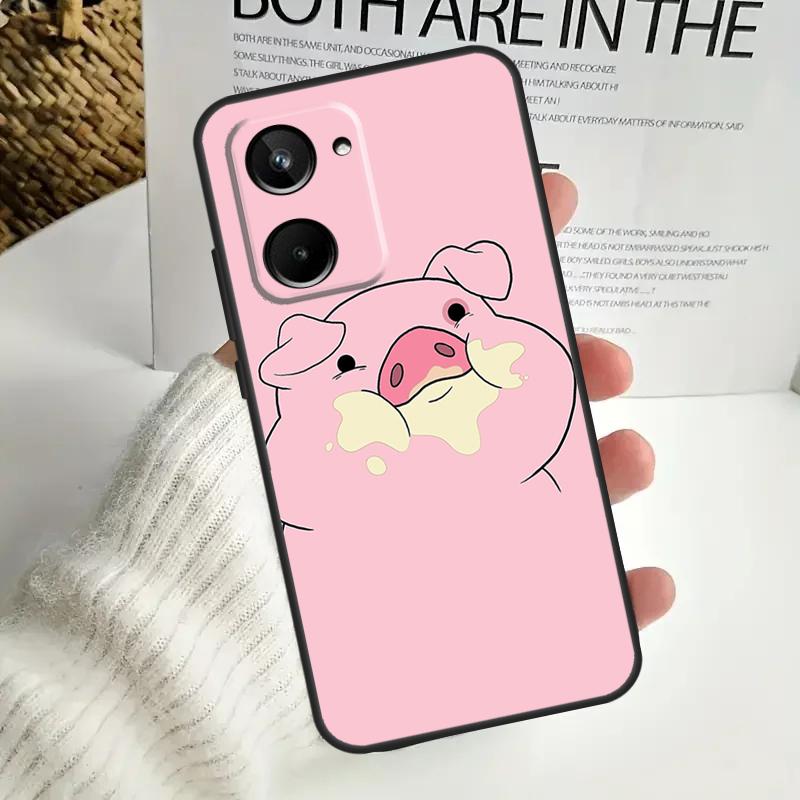 Cartoon Pig Case For Realme 9 10 11 12 Pro Plus GT5 GT Neo5 C21Y C25s C30 C31 C33 C35 C51 C53 C55 C67