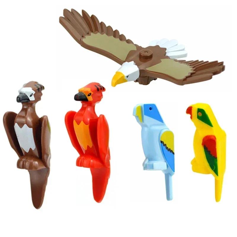City Animal Building Block Figures Eagle Owl Goat Crocodile Dog Lion Cheetah Parrot DIY Farm Street View Accessories Bricks Gift