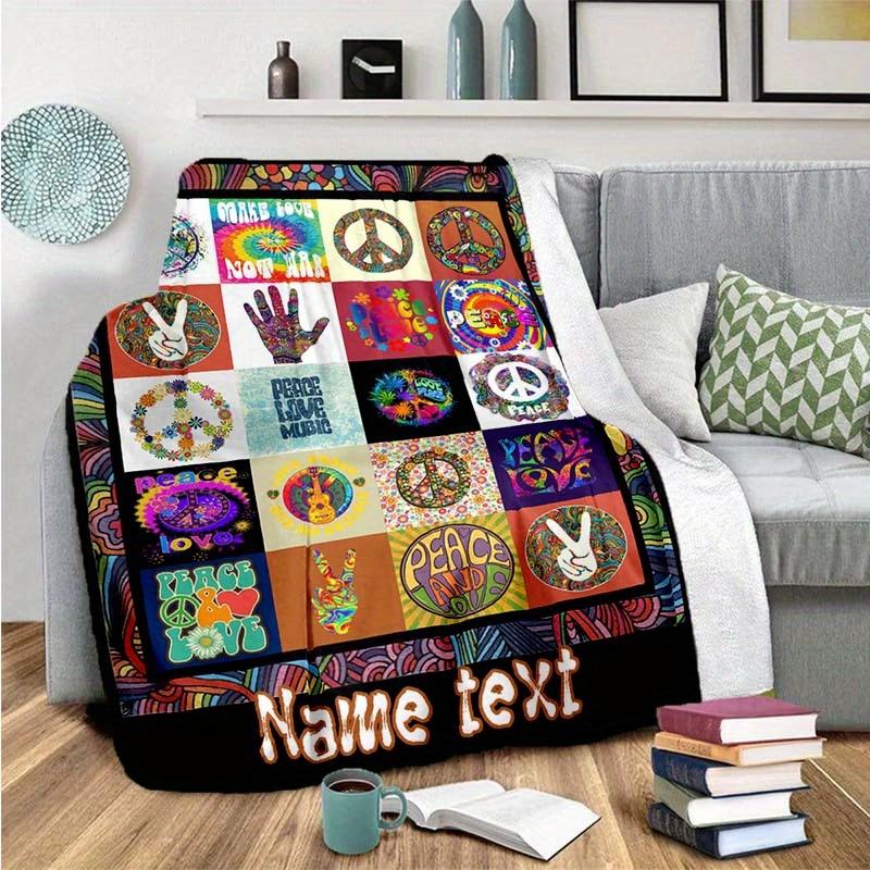 Peaceloving Customized Your Name Blanket Warm Comfortable Soft Blanket For Chair Office Sofa Bed Sofa Office Camping Suitable For Gifting Relatives