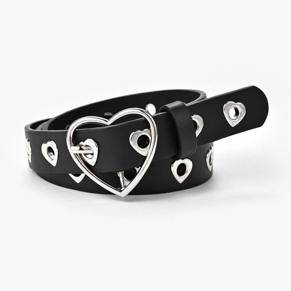 Adjustable Faux Leather Belt Versatile Decorative Waist Belt Heart Buckle Belt  For Casual Dresses