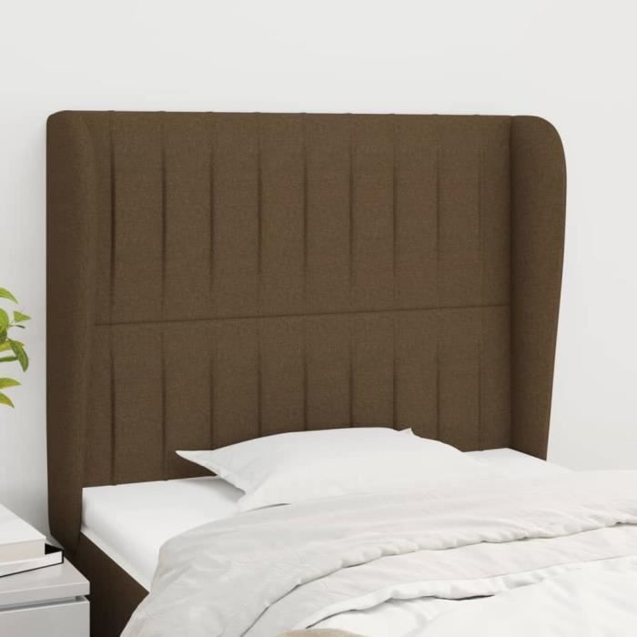 VidaXL Tête de lit avec oreilles Marron foncé 103x23x118-128 cm Tissu3118187