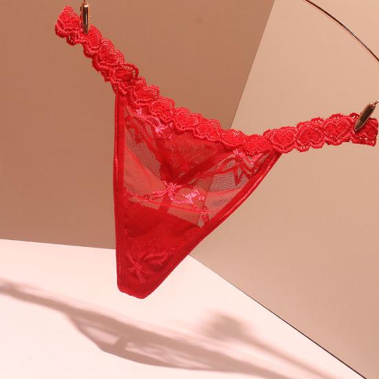 Mutandine da donna con pizzo traforato e ricamo floreale, sottili, senza cuciture, tinta unita, a vita bassa, elastiche, per la notte di nozze in luna di miele