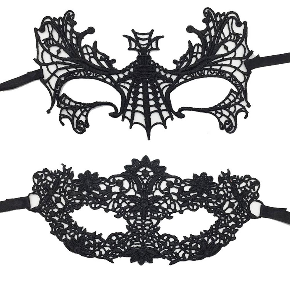 2PCS Halloween Makeup Ball Half Face Lace Mask