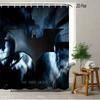 Batman & Harley Quinn Monochrome City Waterproof Shower Curtain, Superhero Bathroom Decor For Fans