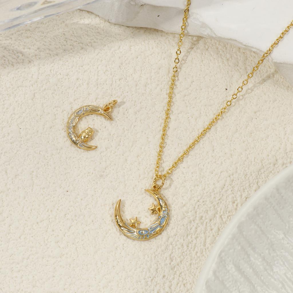 2 PCs Brass Galaxy Charms 18K Gold Plated Enamel Half Moon Pendants For DIY Neckalce Bracelet Jewelry Making 22mm x 17mm