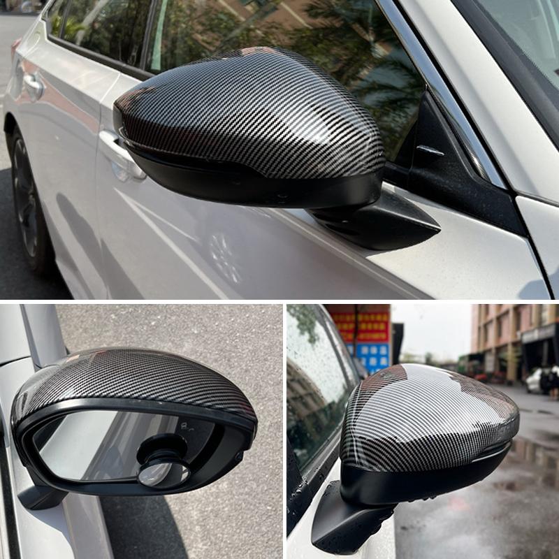 For Honda Civic 11th Gen  2PCS Carbon Fiber Look Add-on ABS Car Side Door Rear View Mirror Cover Cap Sticker Case Shell