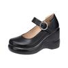 8cm Small Size 32-43 Elegant Soft Leather Mary Janes Platform Wedges Shoes 2025 Fall High Heels Pumps for Office Mom Work Dance