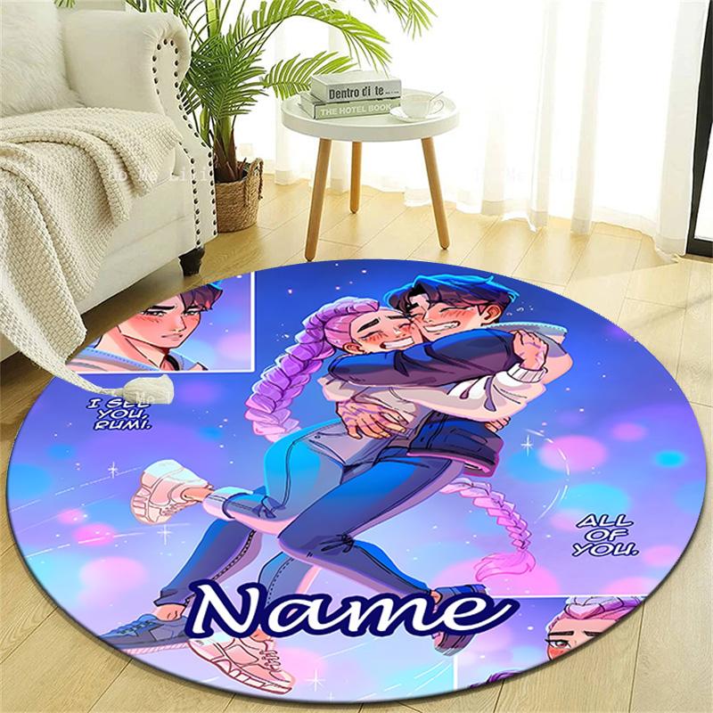Personalized K-KPop Demon Hunters Round Chair Office Rug - Perfect for Mat, Office Chair & More - Ideal Gift for Birthdays and Holidays