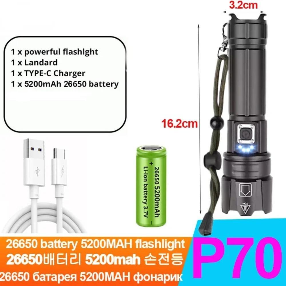 

2024 XHP360LED Мощный перезаряжаемый через USB фонарик IPX45 Мощный светодиодный фонарик с возможностью масштабирования Фонарь для улицы Светодиодный фонарик Short 26650 Battery