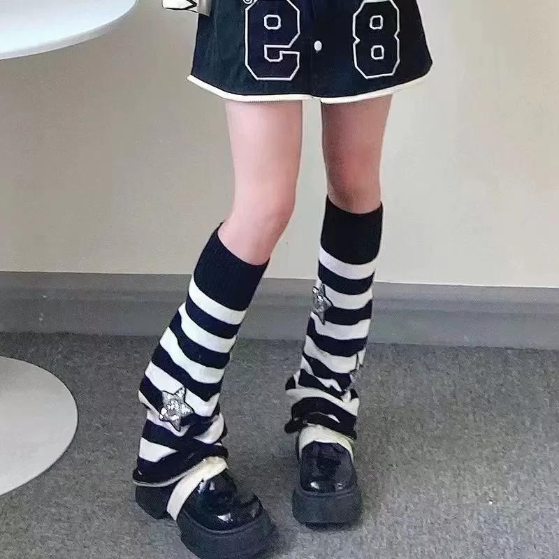 

Черные Белые Серые Звездные Вязаные Гетры Зимние Теплые Хлопковые Чулки до Бедра Эластичные Теплые На Бедро Вязаные Гетры для Сапог One Size