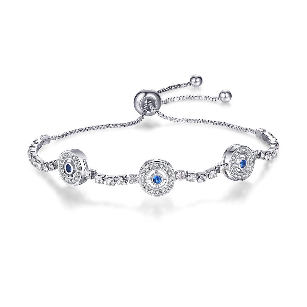 

European & American Fashion White Gold Adjustable Zircon Bracelet - Trendy Women s Crystal Jewelry. білий