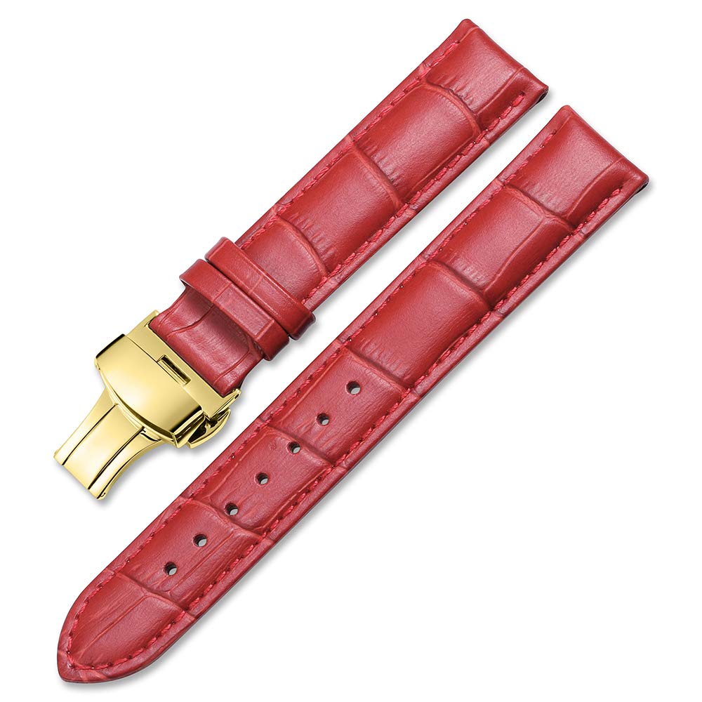 

[iStrap] Watch Strap 16mm Calf Leather Watch Band with Golden D-Buckle
