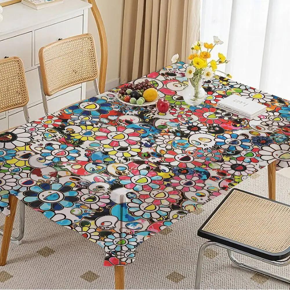Blumen T-Takashi Kunst M-Murakami Rechteckige Tischdecken Waschbar Party Küche Esszimmer Wohnzimmer Geburtstagsdekoration Tisch