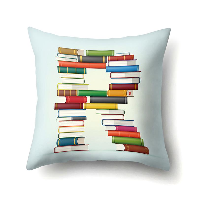 Polyester Pillowcase Car Decoration Home 26 English Letters Print Book Pillowcase