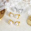 18K Gold Plated Imitation Pearl & Titanium Steel Earrings for Women