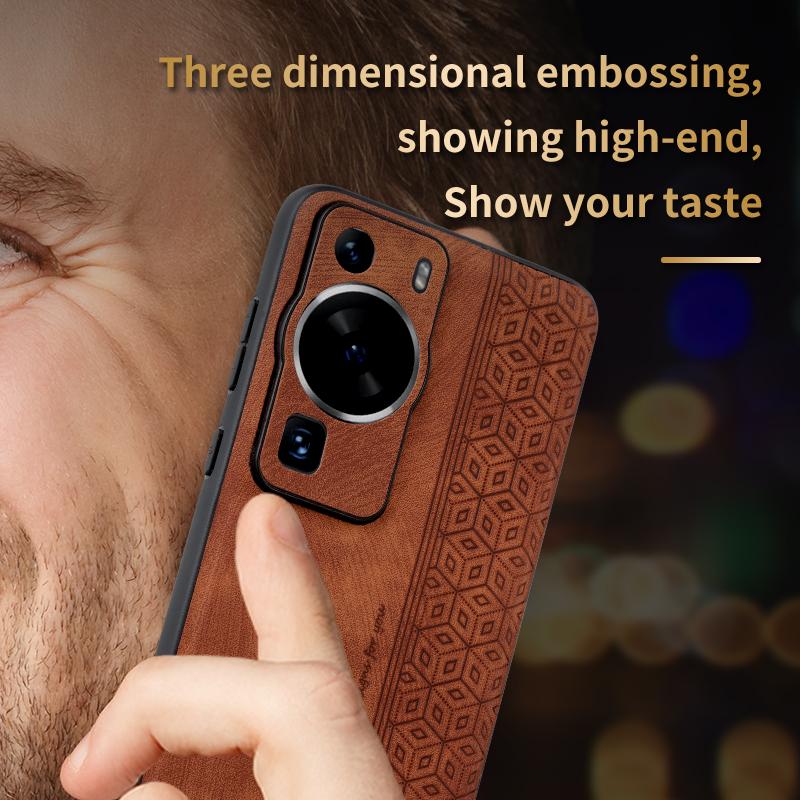 AZNS Back Shell for Huawei P60/P60 Pro Imprinted PU Leather Coated TPU Cover Phone Case