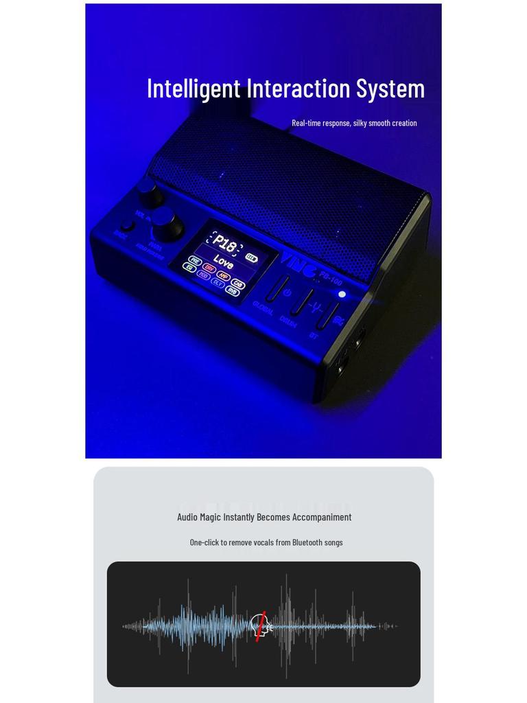 Ving FB100 Bluetooth Rechargeable Electric Guitar Amplifier with Multi-Effects, Portable for Outdoor Performances.