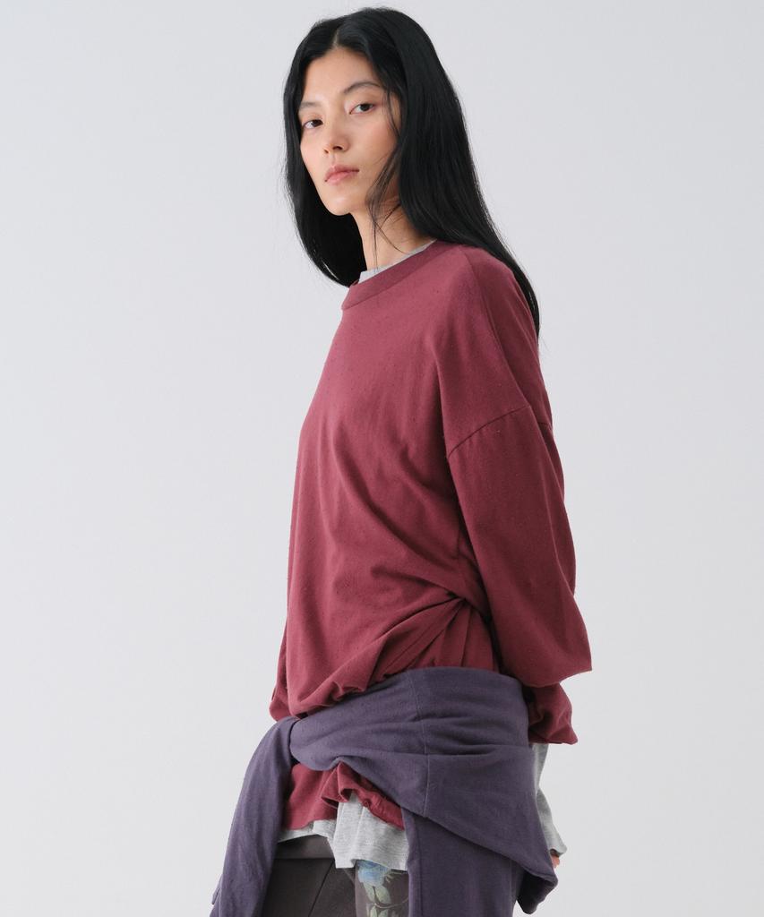 CENTAUR.KR Nep Oversize Long Sleeve_Burgundy