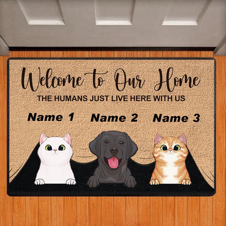 

Welcome To Our Home Custom Dog Cat Name Doormat Rug Personalized Floor Mats Carpet All Color All Logo Home Decor Accessory 40cmx60cm