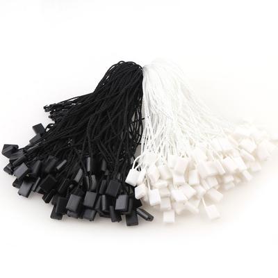 100PC /lot Plastic Tags Round Square Head White Black Hang Tag Polyester Rope String For Clothes Snap Lock Pin Loop Tie Fastener