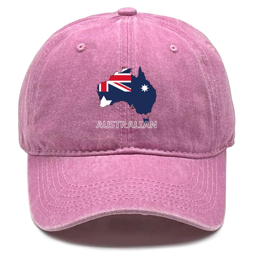 AUSTRALIAN Map Flag Print Snapback Baseball Hat Dad Hat Washed Retro Vintage Adjustable Baseball Caps  Perfect For Gifts