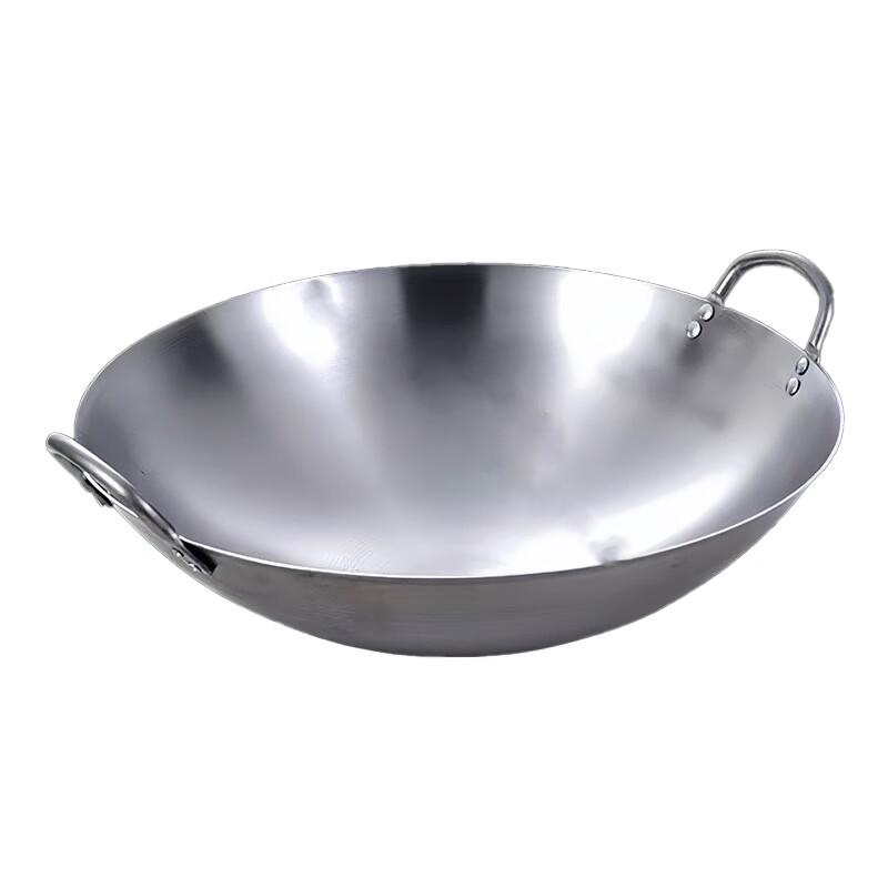 Yimao Old-Style Thickened Round Bottom Iron Wok with Double Handles