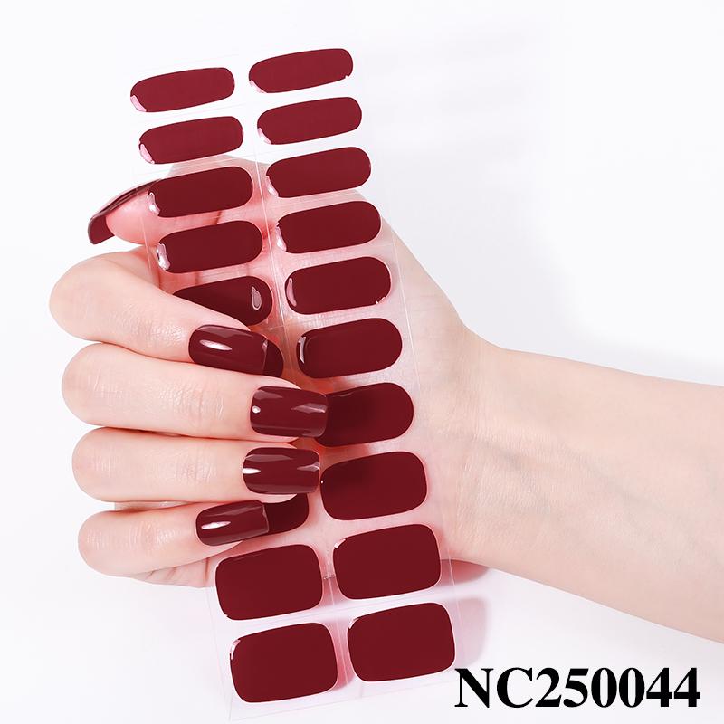 Hot Sell Custom Logo HEMA-Free Gel Polish Nail Stickers New Solid Color Styles Semi Cured Gel Nail Wraps 20 Gel Nail Strips